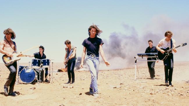 INXS filming the video for Kiss The Dirt in the Australian outback. Picture: Supplied.