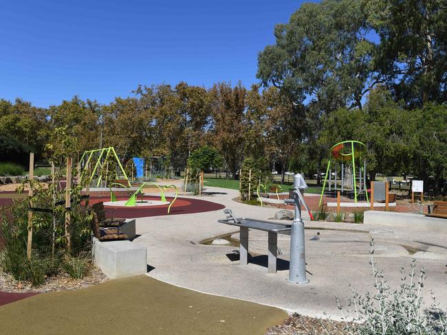 QUENTIN KENIHAN PLAYGROUND. Problems with the $1m Quentin Kenihan playground for disabled children at Rymill Park will cost another $200,000 to fix. Adelaide City Council has been involved in a dispute with the project's contractor over a variety of issues, such as paths for wheelchairs, lack of shade, tripping hazards etc. Pictured on the 6th April, 2021. Picture: Tricia Watkinson