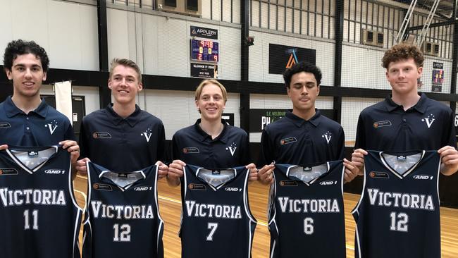 Sandringham Sabres off to US colleges Tyrone Simos, Kingsley Box, Brody Nunn, Sam Taulapiu, Kobe Williamson.