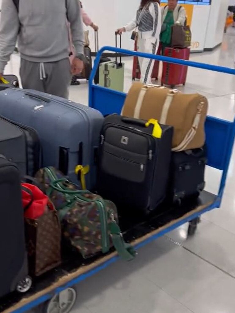 The pair paid $300 for their four extra bags. Picture: TikTok/ joeydjia