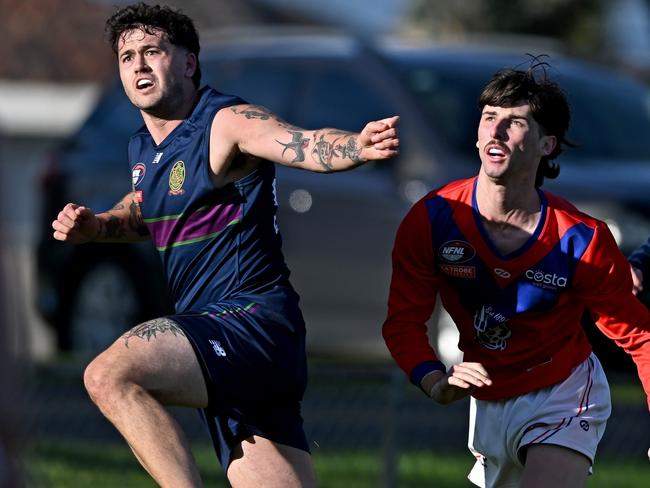 Old ParadiansÃ Joel Tolli during the NFNL Old Paradians v Mernda football match in Lalor, Saturday, Aug. 17, 2024. Picture: Andy Brownbill