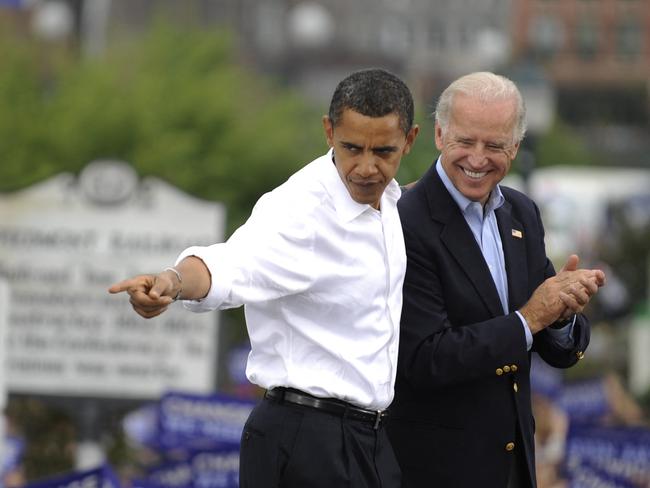 Barack Obama with Joe Biden in 2008. Picture: Emmanuel Duand/AFP