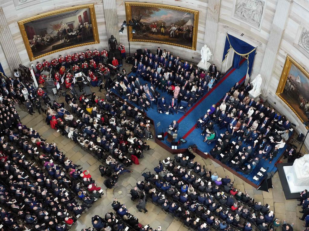 An aerial view of the Rotunda as US President Donald Trump speaks. Picture: AFP