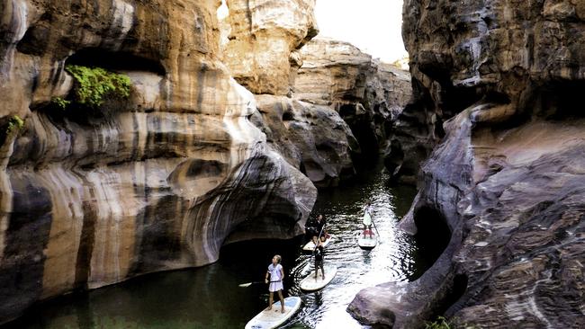 Standup Paddle Boarding, Cobbold Gorge, on the Savannah Way. Picture TEQ