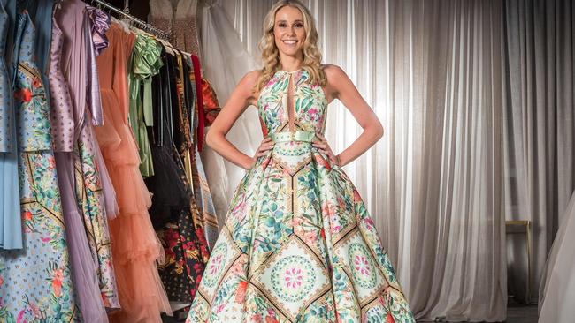 Brooke Cotchin, wife of Richmond captain Trent Cotchin, prepares for the Brownlow at Jason Grech's studio. Picture: Jake Nowakowski