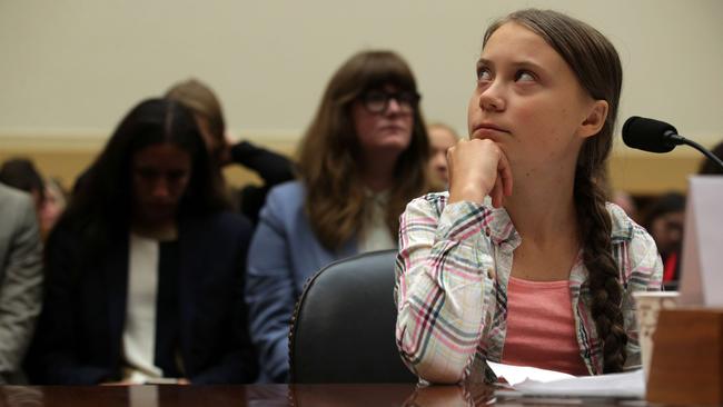 Greta Thunberg testifies during a House Foreign Affairs Committee Europe, Eurasia, Energy and the Environment Subcommittee and House (Select) Climate Crisis Committee joint hearing on Capitol Hill in Washington, DC.