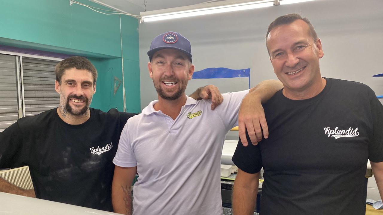 Brett White, Jess Glasgow and Andrew Squires search for staff for their booming new business Splendid Surf Industries.