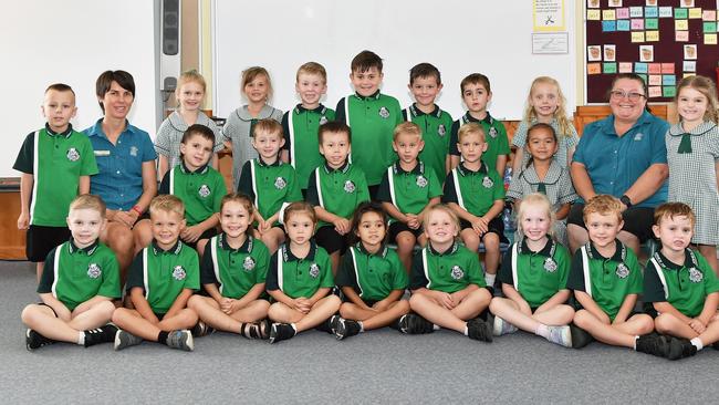 MY FIRST YEAR: Jones Hill State School Prep R. Picture: Patrick Woods.Front row (left to right) - Jaylen, Tyler, Quinn, Myah, Megan, Lara, Frankie, Finn, Justice.Middle row - Malakai (standing), Mrs Renee Ryan (Teacher), Caleb, Benny, Kobi, Connor, Bailey, Katelyn, Miss Rhodes (Teacher Aide), Amelia (standing).Back row - Isla, Skylar, Stanley, Knight, Hayden, Jack, Summer.