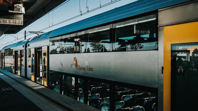 Train on the platform at Schofields station at 6.56am. Picture: Hanna Saba