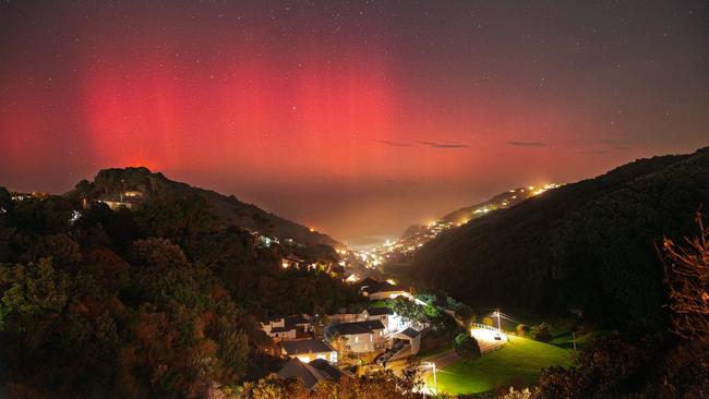 A view of the aurora from Houghton Bay, one of the southern suburbs of Wellington, New Zealand. Picture: Allan Scadden