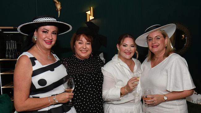 Derby Day celebrations at Flinders Lane. Tanya Scharkie, Tracey Minehan, Krystal Puntil and Deta Clarke. Picture: Evan Morgan