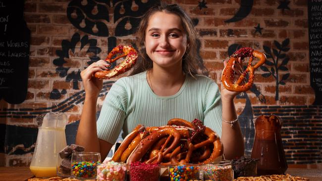 Ava Leonello at The Haus for pretzel making. Picture: Matt Turner