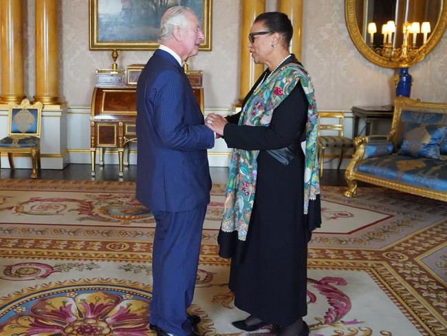 King Charles III during an audience with the Commonwealth Secretary General Baroness Patricia Scotland at Buckingham Palace. Picture: Victoria Jones-WPA Pool/Getty Images