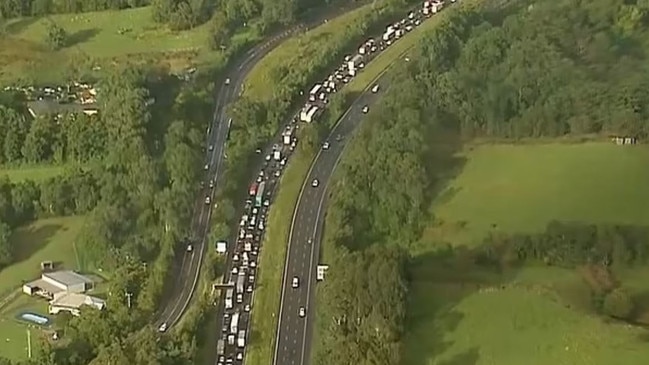 Hundreds of vehicles have been left stranded with flat tyres. Picture: Sunrise