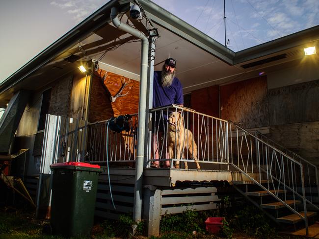 PICTURES HOLDING FOR COURIER MAIL USE ONLY -  Picture stories from Mt Isa road trip. Rodger Winch of Mt Isa has fitted his home with security cameras and flood lights due to the amount of crime he has had at his house.