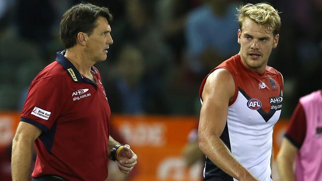 Jack Watts with former Melbourne coach Paul Roos.