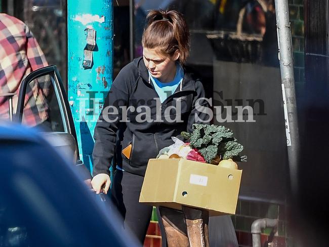 Belle Gibson shopping for organic produce in inner-city Northcote in Melbourne. Picture: Jake Nowakowski