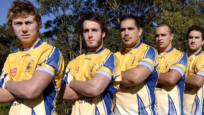 Fitzpatrick (far left) made his first grade debut for the Hawks as a 17-year-old