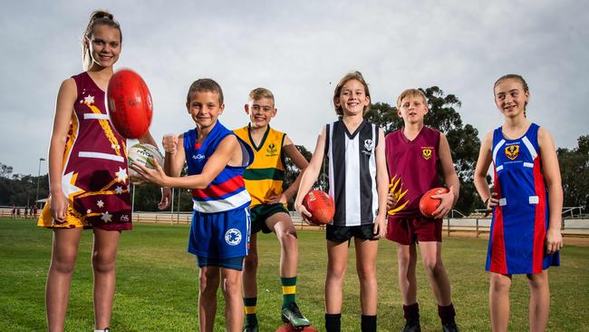 Lucy Jenkins (Gawler), Mikel Steele-Barclay, (Playford), Riley Graham (Para Districts), Charlie Morris (Barossa and Light), Harrison Schubert (Gawler) and Briteny Stuart (Playford) will take part in the School Sport SA Sapsasa state carnivals, to be live streamed by The Advertiser and The Messenger. Picture: Tom Huntley