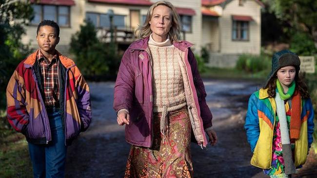 Imi Mbedla, Marta Dusseldorp and Ava Caryofyllis in Bay of Fires. Picture: Brook Rushton