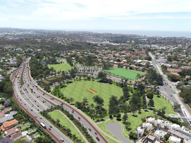 Artist impression of the Beaches Link project at Balgowlah. Picture: NSW Government.