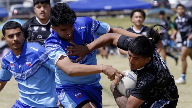 Amari -jay Tangi from Maori Pango. Under 16 Boys Maori Pango v Samoa white. Harmony Nines Rugby League. Picture: John Appleyard