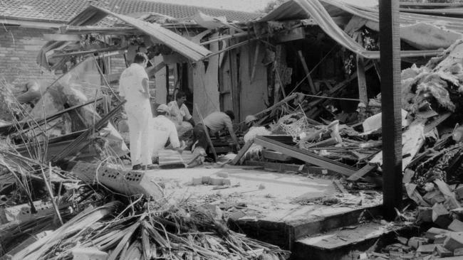 Justice Richard Gee's Belrose home after it was bombed. Picture: Manly Daily