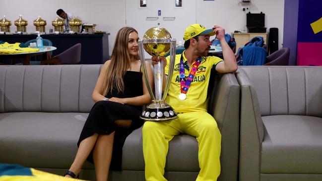 Travis Head and his wife Jessica soak it all in. Picture: Robert Cianflone/Getty Images