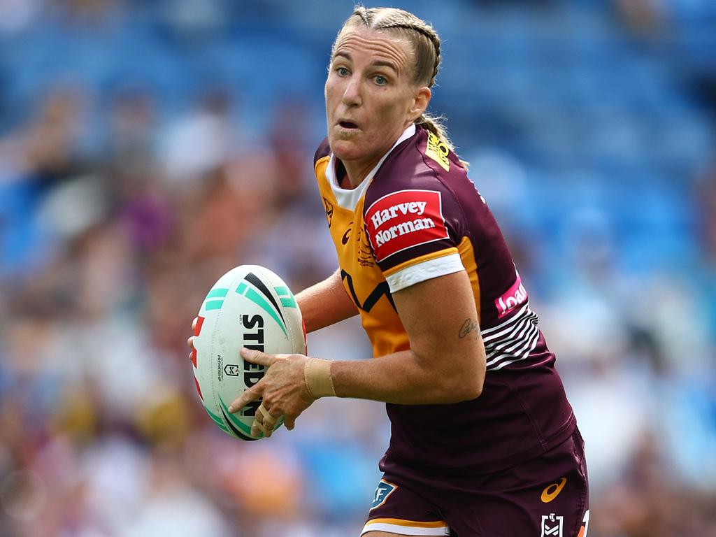 GOLD COAST, AUSTRALIA - SEPTEMBER 14: Ali Brigginshaw of the Broncos during the round eight NRLW match between Brisbane Broncos and Cronulla Sharks at Cbus Super Stadium on September 14, 2024 in Gold Coast, Australia. (Photo by Chris Hyde/Getty Images)