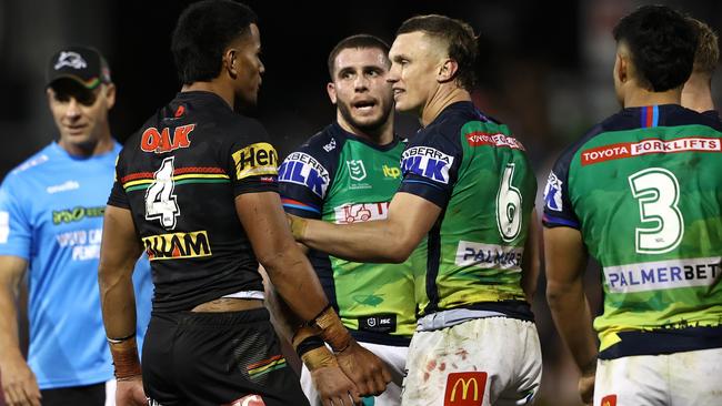 Stephen Crichton and Jack Wighton clash (Photo by Matt Blyth/Getty Images)