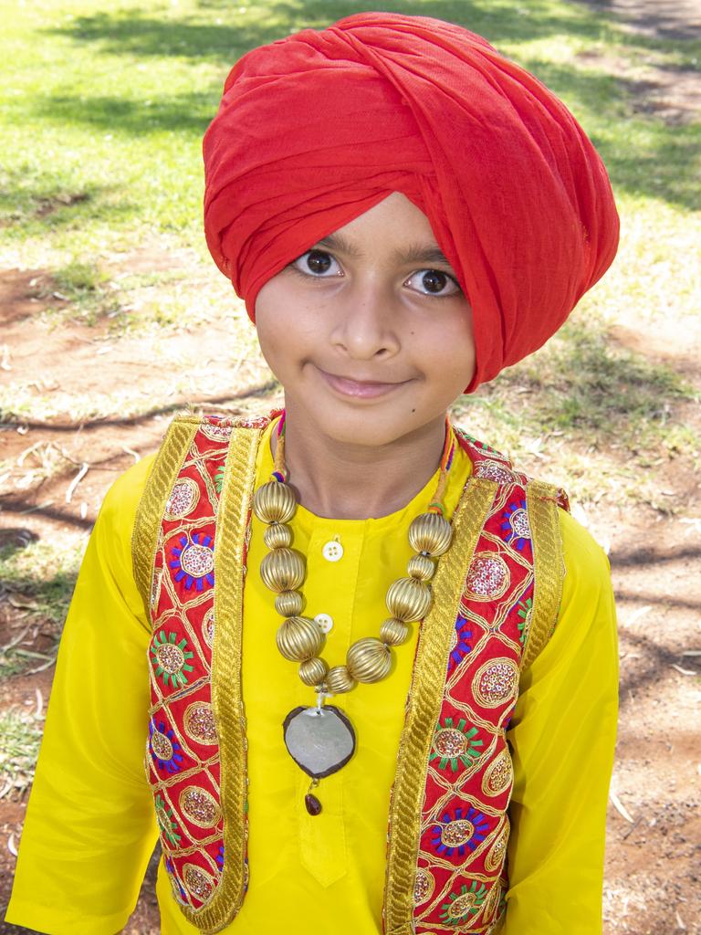 Darling Heights State School student Maneet Singh Braar celebrates Harmony Day at the school’s annual parade.