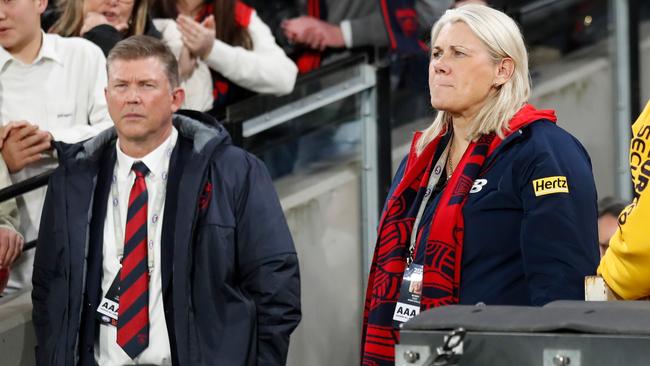 Melbourne CEO Gary Pert and club president Kate Roffey. Picture: Getty Images