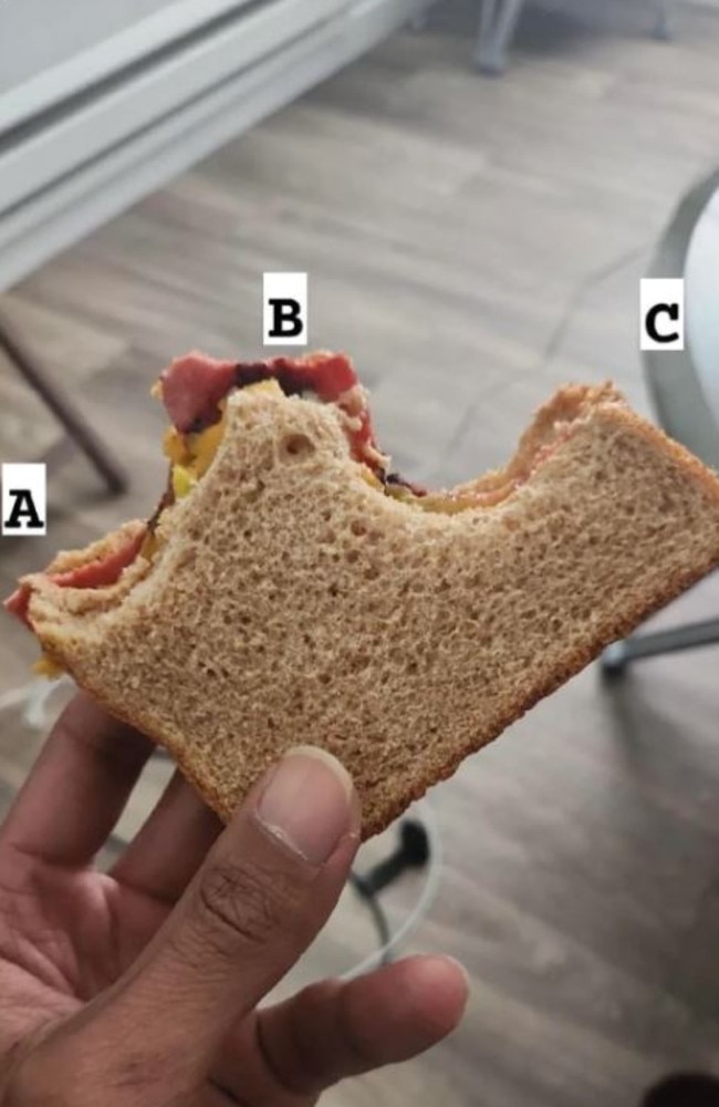 A fierce debate has erupted over how to eat a sandwich. Picture: Reddit