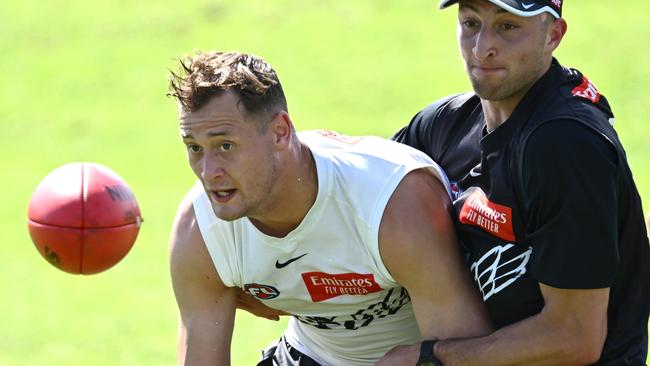 Collingwood key position prospect Nathan Kreuger’s luckless run of injuries has continued, with a fresh calf setback ruling him out for two to four weeks. Picture: Quinn Rooney / Getty Images