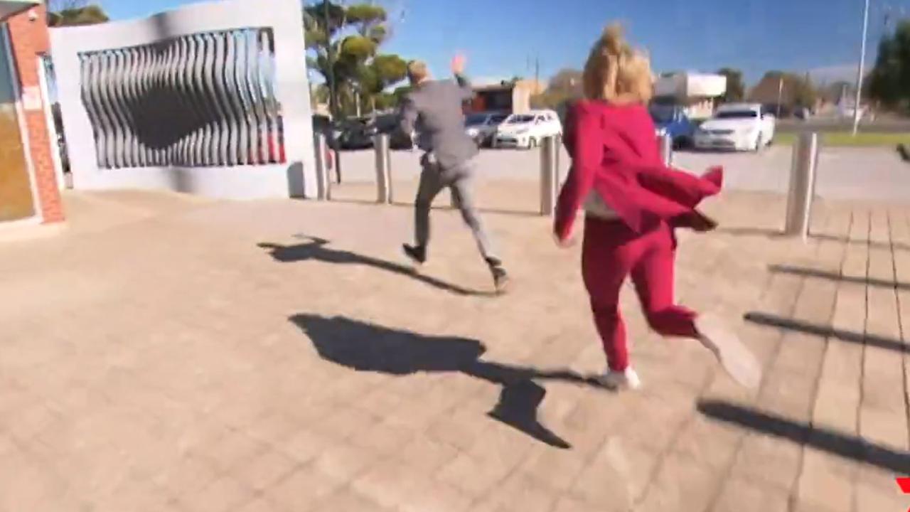 Robert De Jonge sprinted from 7NEWS cameras while protesting his innocence over a stalking charge. Picture: 7NEWS