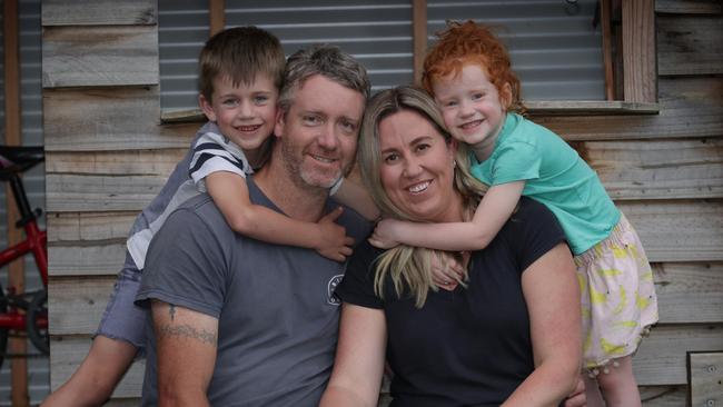 Niall Langmead, wife Laura Langmead with children Mack, 6, and Evie, 4. Picture: David Caird