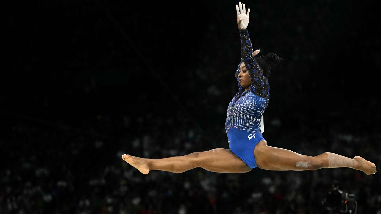 A legend: USA’s Simone Biles competes in the balance beam event of the artistic gymnastics women's all around final during the Paris 2024 Olympic Games at the Bercy Arena in Paris, on August 1, 2024. Picture: Lionel Bonaventure/AFP