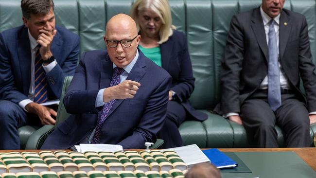 Opposition Leader Peter Dutton during Question Time in the House of Representatives in Parliament House Canberra. Picture: NCA NewsWire / Gary Ramage