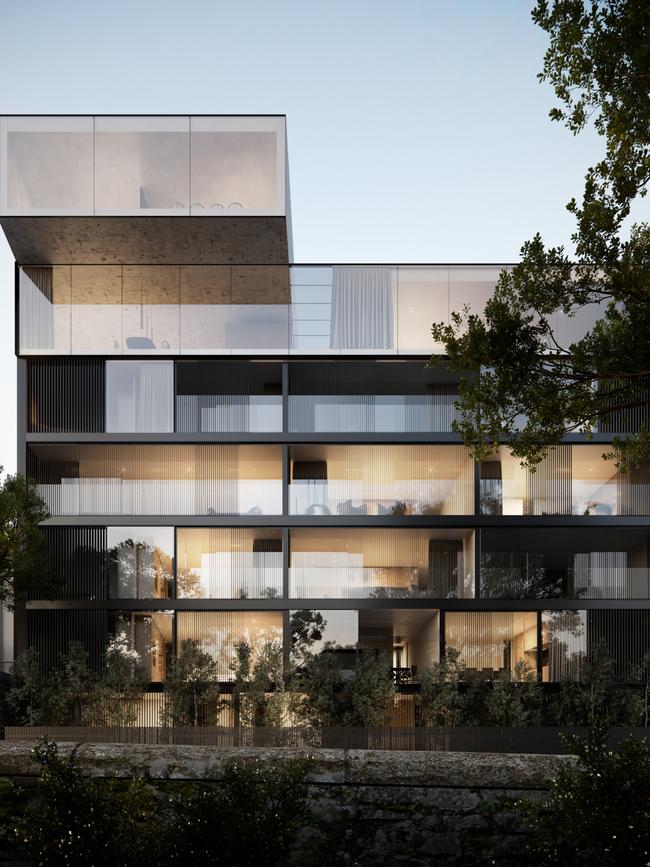 Facade of proposed apartment complex by Moda. Image: Room 11