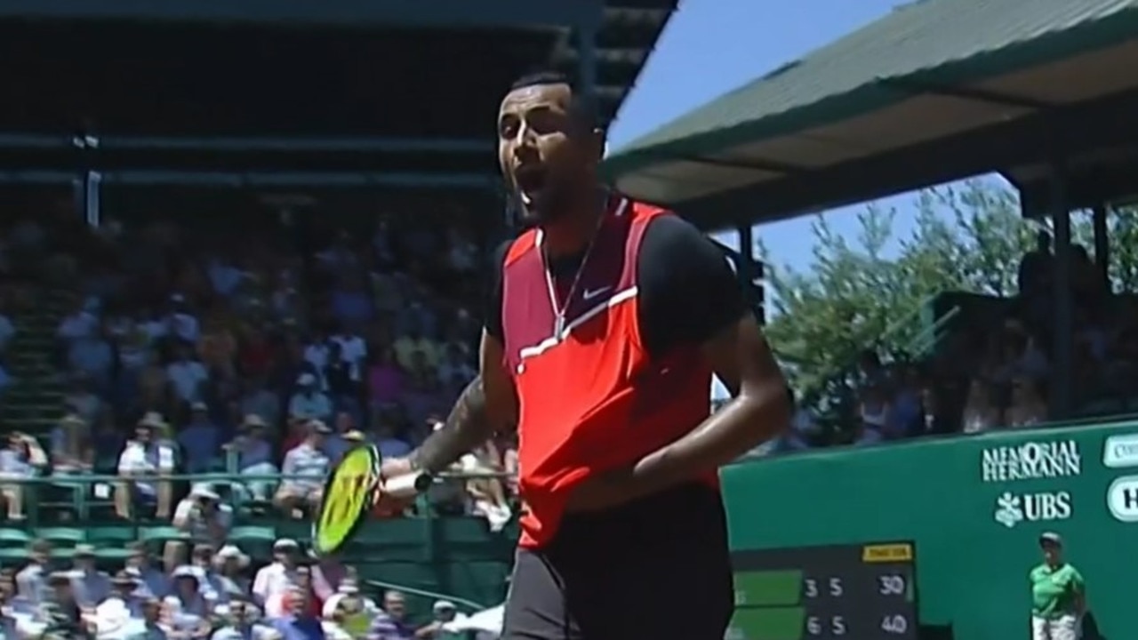 Kyrgios was furious about the call. Photo: Fox Sports