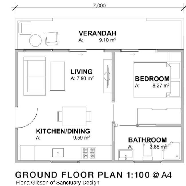 The floorplan of cottages proposed for the social housing pilot project.