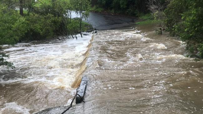 Floodwaters have been rising in Kunghur, in the Tweed Shire, on Wednesday. Picture: Jenny Leunig