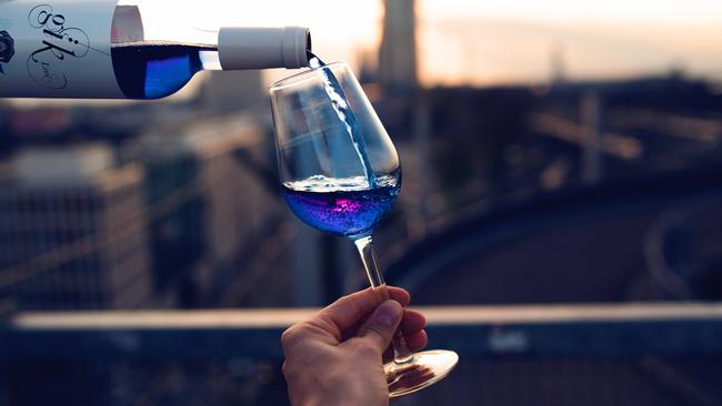 Move over Ghost Drops, we’re all about blue wine this winter. Picture: Gïk wine