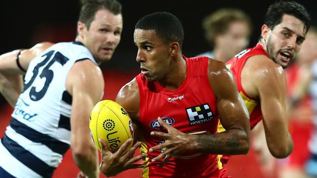 Touk Miller had the ball on a string against Geelong. Picture: Chris Hyde/Getty Images