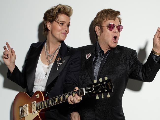 EMBARGOED FOR 4AM FEB 6. Elton John and Brandi Carlile reveal their secret record Who Believes In Angels? Picture: Supplied.