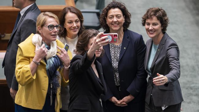Independent MPs Zoe Daniel, Sophie Scamps, Allegra Spender, Monique Ryan and Kate Chaney. Picture: NCA NewsWire / Martin Ollman
