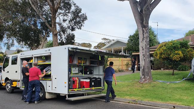 Specialist police investigate an alleged clandestine lab on the Mornington Peninsula.