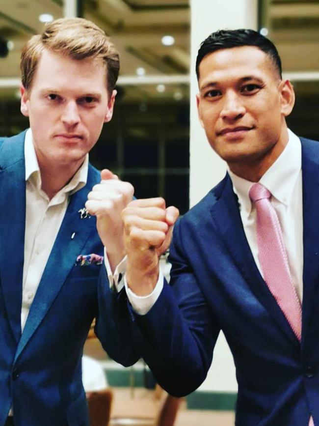 Folau with Australian Christian Lobby Managing Director Martyn Iles. Picture: Facebook