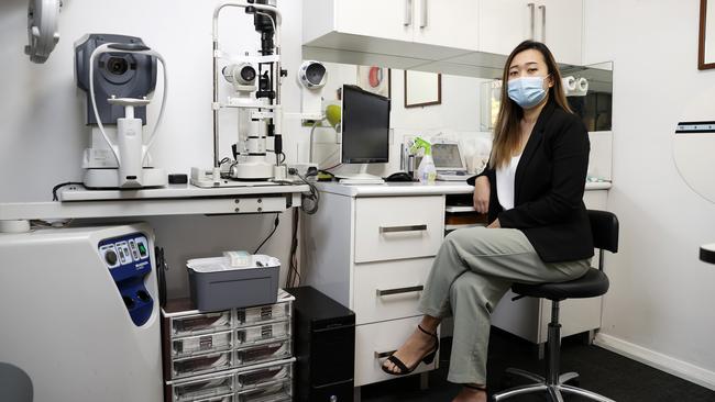 Thuc-Quyen Nguyen-Phuoc, optometrist at Eye Concepts in Fairfield, talks about the impact Covid has had on business. Picture: Jonathan Ng