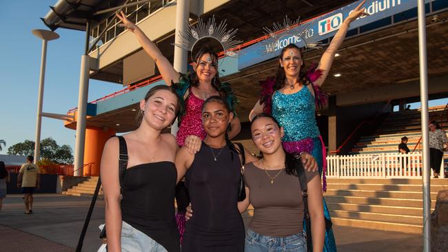 Rahni Tiller, Delta Anderson and Chloe Lai at the 2024 AFL match between Gold Coast Suns and North Melbourne at TIO Stadium. Picture: Pema Tamang Pakhrin